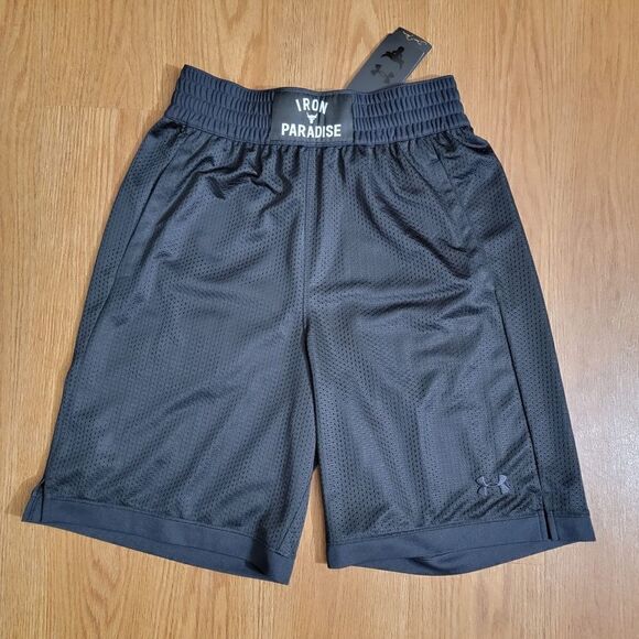 Under Armour UA Project Rock Iron Paradise Black Mesh Shorts Men's Size Small S - Picture 10 of 11